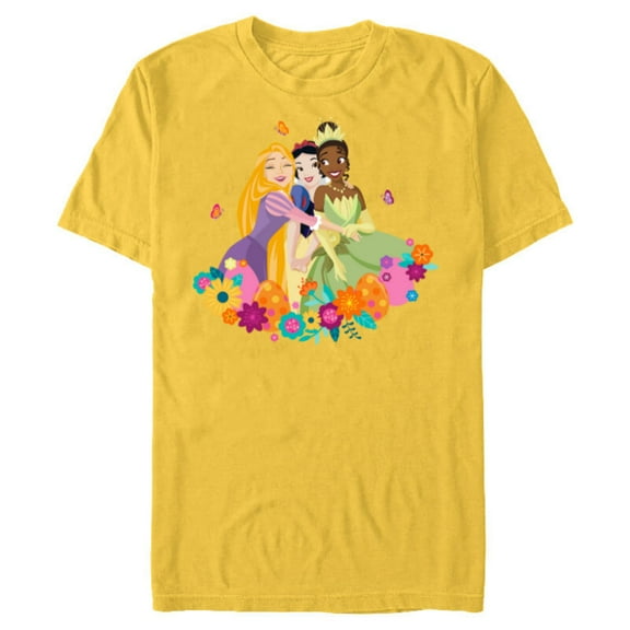 Disney Princess Rapunzel Snow White Tiana Spring Easter Eggs - Short Sleeve Blended T-Shirt for Adults - Customized-Yellow