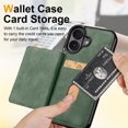 thumbnail image 3 of for iPhone 16 Plus PU Leather Case with Card Holder, Flip Wallet Case for Men Women, Classic Durable Protective RFID Blocking Skin Friendly Stand Phone Case for iPhone 16 Plus, Green, 3 of 8