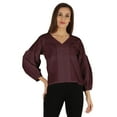 thumbnail image 1 of Bimba Chemise à Manches Ballon Boutonnée Été Coupe Ample Blouse Plissée pour Femmes, 1 of 7