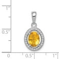 thumbnail image 3 of 925 Sterling Silver Rhod-plated Yellow and White CZ Oval Pendant; for Adults and Teens; for Women and Men, 3 of 4