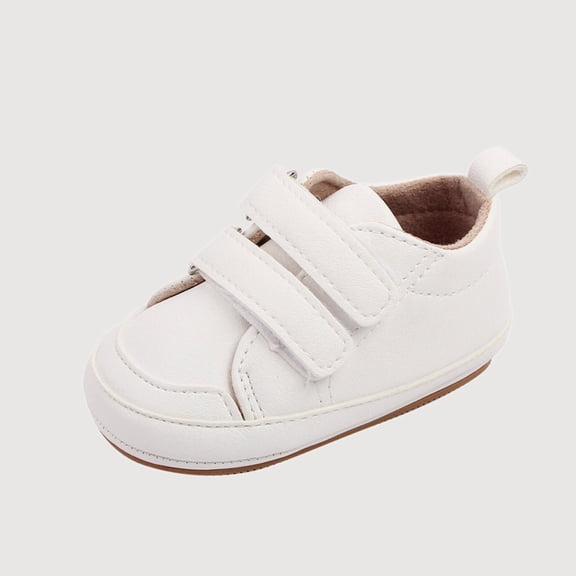 Gyujnb Boys Girls Solid Color Crib Shoes, Hook and Loop Flat Sole Lightweight Comfortable Baby Shoes(Toddler),6-12 Months