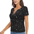 thumbnail image 2 of Wukai Space Galaxy Casual V-Neck Graphic Tees for Women: Lightweight and Breathable Summer Tops with Stylish Design-Medium, 2 of 8