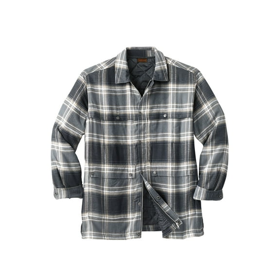 Boulder Creek By Kingsize Men's Big & Tall Flannel Full Zip Snap Closure Renegade Shirt Jacket