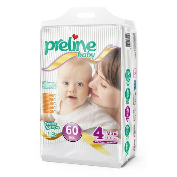 Baby Diapers, Size 4 ( 15-40 lbs.) . 60 Count