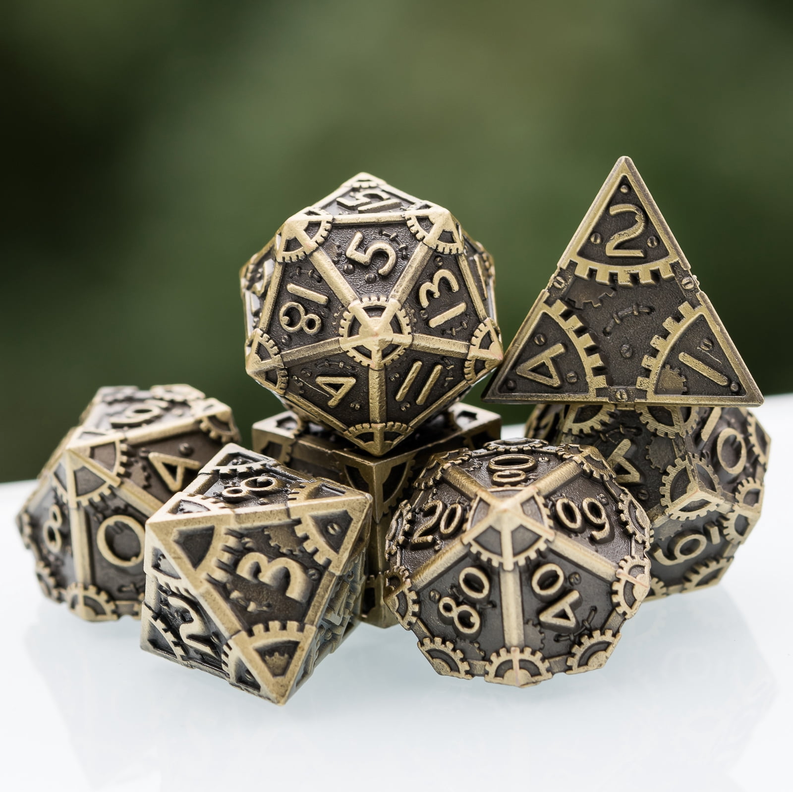 Cusdie 7 PCS/SET DND Metal Dice, Steampunk Polyhedral D&D Dice Set, Metal Dice Set for Role Playing Game D&D Dice MTG Pathfinder