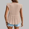 thumbnail image 4 of Karight Womens Babydoll Tank Tops V Neck Ruffle Sleeve Pleated Peplum Shirts Summer Casual Boho Flutter Flowy Tank Tops, 4 of 7