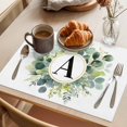 thumbnail image 3 of Letter A Placemats Set&nbsp;of&nbsp;8 Alphabet Green Eucalyptus Leaves Plant Simple Heat Insulation Washable Place Mats, Non-Slip Table Mats for Dining Table Party Kitchen Decor,13x19 Inch, 3 of 9