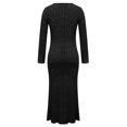 thumbnail image 4 of DHFJKG Womens Sweaters Dress Knit Ribbed V Neck Long Sleeve Slim Fit Maxi Dress Winter Pullover Tunic Ankle-Length Cozy Dresses, 4 of 5