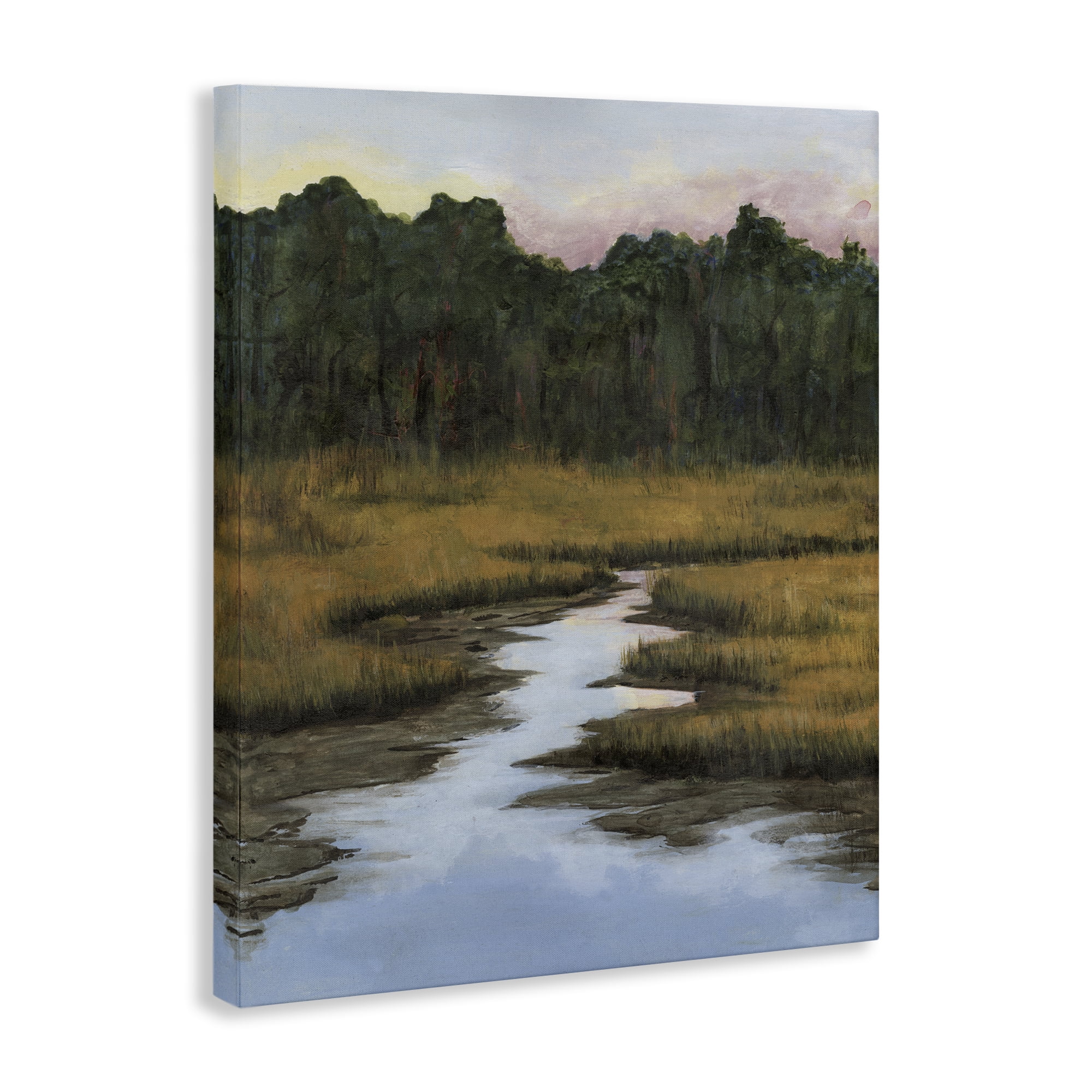 Stupell Industries Peaceful River Receding Landscape & Nature Painting Wrapped Canvas Art Print Wall Art, 16 x 20