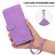 thumbnail image 5 of Funda Tipo Billetera para iPhone 16e Carcasa Abatible con Porta Tarjetas, Bolsillo para Efectivo, Soporte Ajustable, Cierre Magnético y Correa de Muñeca Morado, 5 of 6