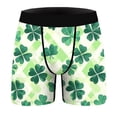 thumbnail image 4 of Mens St. Patrick's Day Shamrock Boxer Briefs, Sage Green Clover Print Moisture Wicking Polyester Spandex Underwear, 4-Way Stretch S-3XL,Size XL, 4 of 7