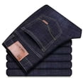 thumbnail image 1 of Pantalones vaqueros elásticos finos de verano de cintura alta elásticos rectos sueltos informales de talla grande pantalones Cargo para hombres jóvenes, 1 of 4
