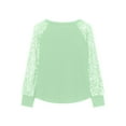 thumbnail image 4 of Efsteb Girls Long Sleeve Shirts Cute Tops Solid Color Loose Fashion Casual Round Neck Dressy Casual Blouses Comfy Blouses (Mint Green,11 Years), 4 of 6
