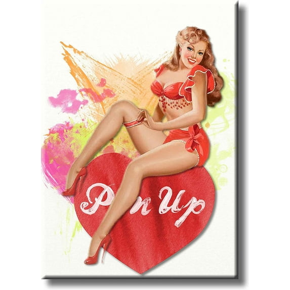 Girl Sitting on Heart Picture on Stretched Canvas, Wall Art Décor, Ready to Hang