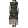 thumbnail image 4 of Vestido de Día de la Madre Plus Size Agnes Orinda para Mujeres, Vestidos Boho Florales, Vestido de Verano con Cuello en V y Mangas con Volantes, 4X Azul Marino, 4 of 8
