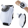 thumbnail image 1 of Botella de agua para deportes de muñeca con correa de mano ajustable, 7 oz/200 ml, silicona suave, sin BPA, para hidratación, trotar por la mañana, correr, escalar, ejercicio con manos libres (blanco), 1 of 5