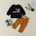thumbnail image 2 of Sweatsuits Toddler Boy Letters Prints Long Sleeves Tops Sweatershirt Pants 2pcs Set Outfits Black Baby Boy Clothes 0-6 Months, 2 of 6