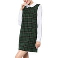 thumbnail image 3 of MODA NOVA Junior's Contrast Peter Pan Collar Long Sleeve Check Shift Dress, 3 of 5