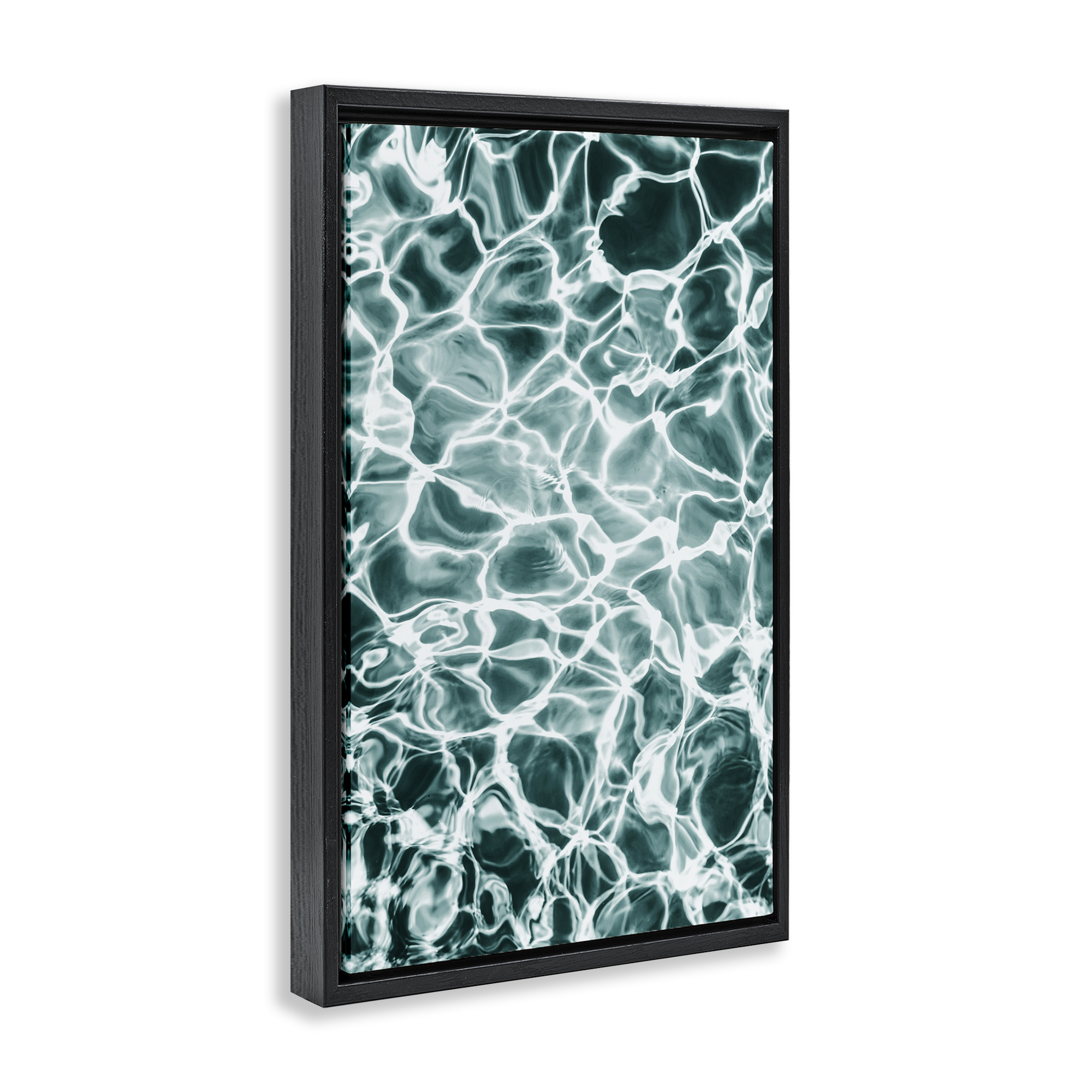 Stupell Industries Aqua Ripple Pattern Coastal Painting Black Floater Framed Canvas Art Print Wall Art, 21 x 31