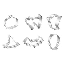 NSESSHome Halloween 6PCS Cookie Cutters Set, Large Stainless Steel Metal Halloween Cookie Cutter Shaped Mold - Pumpkin Ghost Bat Skull Witch Hat Cat, Holiday Decorations Party Supplies