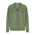 thumbnail image 5 of VISALY Cropped Cardigan Thin Cardigans Lightweight Cardigans Knit Long Sleeve V Neck Button Down Ladies Fashion 2025 Summer Casual Open Front Cardigan Trendy Sweaters Beach Cardigan Blackish Green S, 5 of 7