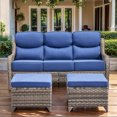thumbnail image 2 of Jentlehouse Outdoor Patio Sofa set with Ottomans,All-Weather Wicker Rattan Patio 3-seat Couch with Thick Cushions and High Back,Outdoor Sectional Sofa Set for Lawn Balcony Garden, 2 of 9