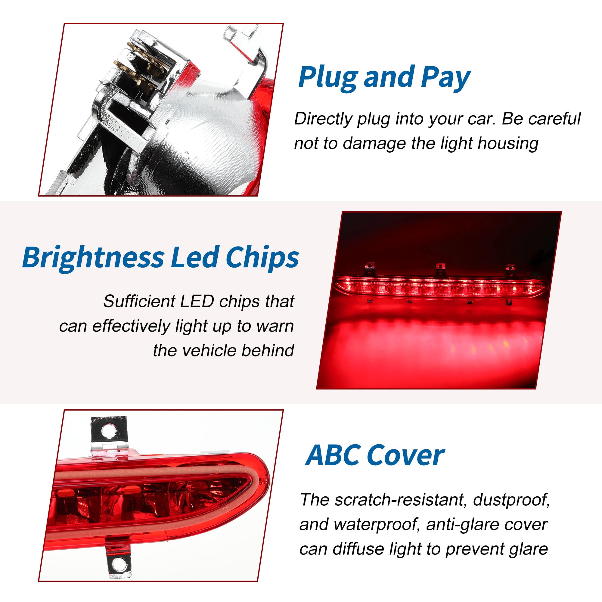 Unique Bargains LED Third Brake Light for VW EOS 2006-2016 Red