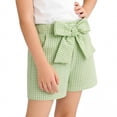 thumbnail image 4 of FRSASU Toddler Girl's Shorts Gingham Plaid Print Casual Bow Elastic Waist Short Pants Summer Children Shorts Green, 4 of 5