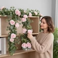 thumbnail image 3 of Artificial Light Pink Rose Garland - 7-Headed Floral Vine for Spring & Wedding Decor, Durable Faux Flower Garland for Table Runner, Centerpiece & Wall Decor, Romantic Home Accent, 69in, Pink, 3 of 6