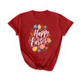 thumbnail image 3 of VBTAPA Easter Teacher T-Shirt for Women Cute Bunny Eggs Graphic Tees Funny Novelty Shirt Holiday Party Blouse Tops Sales of Today Red S, 3 of 6