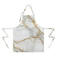 thumbnail image 2 of White Marble Gold Line Pattern Apron-Garden Aprons for Women with Pockets-Cotton Linen Waterproof Kitchen Cooking Gardening Aprons Adjustable for Kitchen,Cooking,BBQ and Salon 33x27 Inch, 2 of 7
