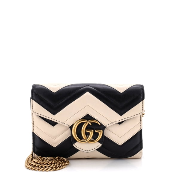 Pre-Owned GG Marmont Chain Wallet Matelasse Leather Mini By Rebag