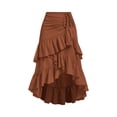 thumbnail image 2 of Junboys Women's Maxi Skirts for Women - Tiered Flowy Long Skirt with Drawstring Waist, Lightweight Summer Skirt for Beach & Vacation,Brown L, 2 of 6