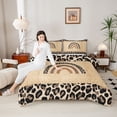 thumbnail image 4 of Homewish Kids Cartoon Rainbow Full Size Comforter Sets, Leopard Cheetah Print Bedding Comforter Set, Brown Sequin Print Reversible Bedding Sets, Luxury Bedroom Decor, 3pcs, 4 of 8