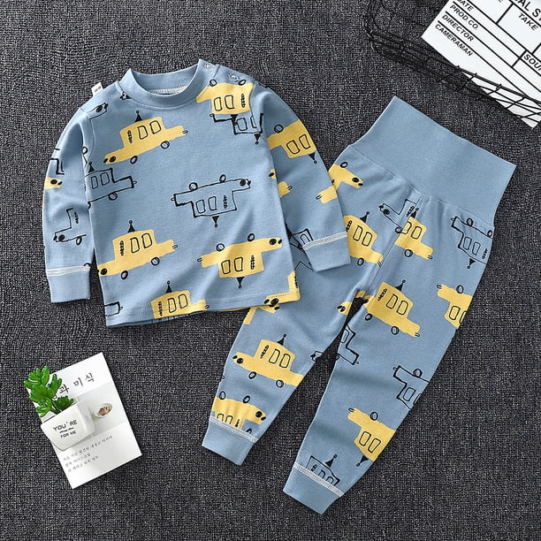Conjunto de ropa interior para niños Ropa de otoño de algodón para bebés Pantalones de otoño para niños y niñas Pijamas de primavera y otoño Pantalones de protección abdominal de cintura alta Ropa de