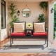 thumbnail image 5 of WLXIANG Patio Conversation Sets Outdoor Loveseat with Built-in Table & Cushions Wicker Patio Furniture Porch Chairs Bench for Lawn, Backyard, Balcony (Red), 5 of 8