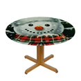 Fitted Tablecloth for Round Table,Merry Christmas Snowman Tree Table