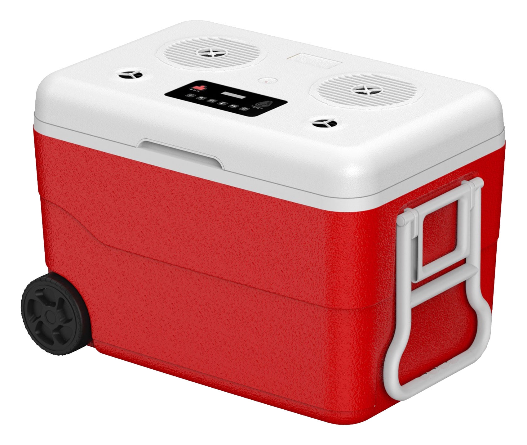 Rechargeable Red 55 Quarts Cooler with Waterproof Built-in Bluetooth Speaker and 12,000 maH Power B
