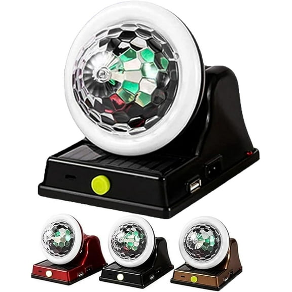 Solar Charging Colorful Magic Ball RGB Atmosphere Light, Solar-Powered Disco Light (Black)