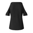 thumbnail image 3 of Gibobby Blusa Casual de Mujer Verano nuevas damas casual sin tirantes cuello en V manga corta color sólido camiseta(Negro,M), 3 of 5