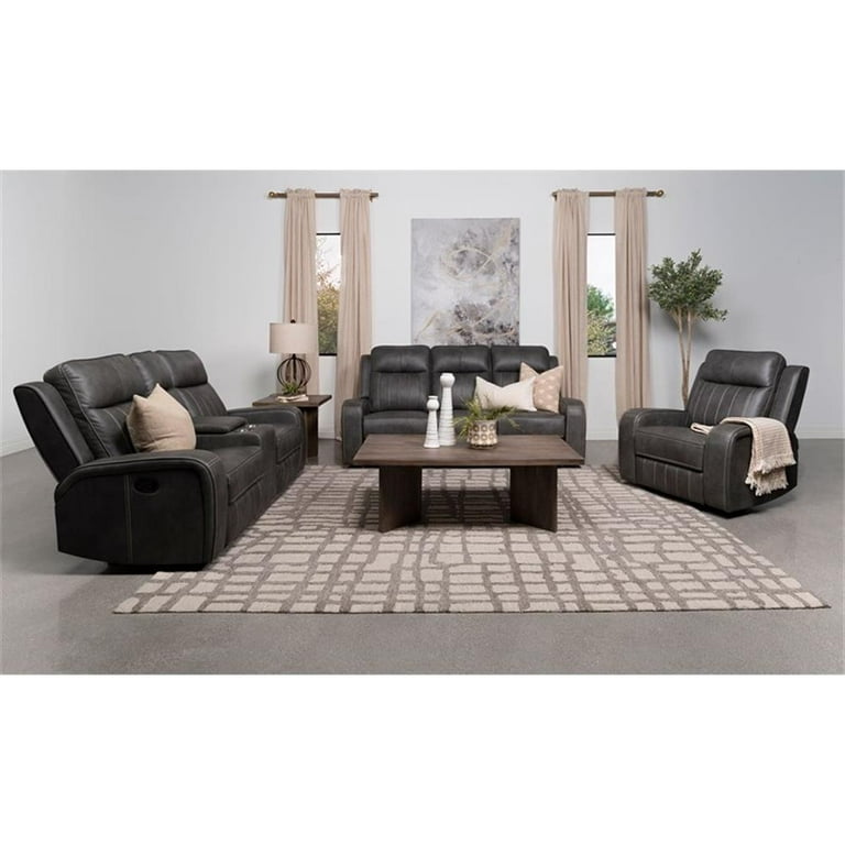 Coaster Raelynn Faux Leather Upholstered Motion Reclining Loveseat Gray