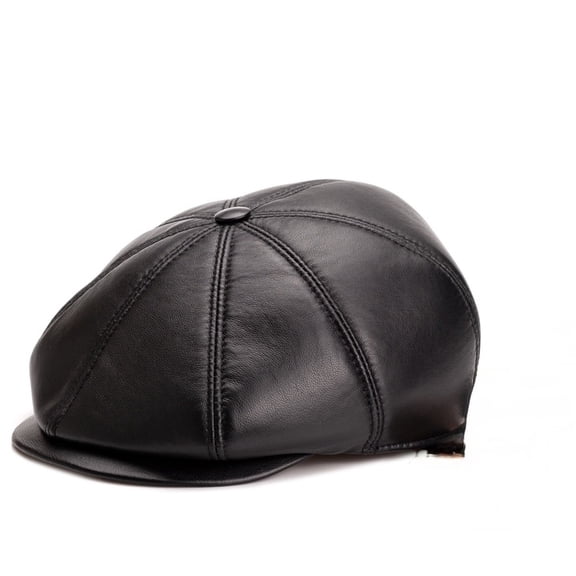 Real Leather Gatsby Cap Mens Newsboy Ivy Hat Golf Driving Flat Cabbie (as1, Alpha, M, Brown)