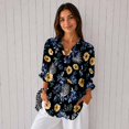 thumbnail image 4 of Nyfairy Plus Size Women's Floral Embossed Print Long Sleeve Button Down Casual Shirt, 4 of 5