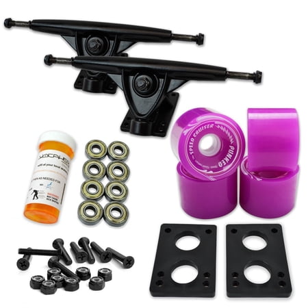 LONGBOARD Skateboard TRUCKS COMBO set w/ 71mm WHEELS + 9.675  Polished / Black trucks - Purple wheels Black trucks price history on PriceWatchPro