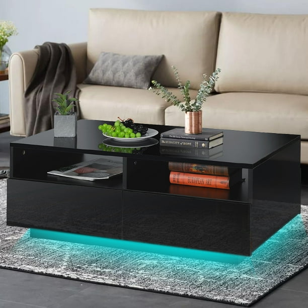 Modern High Gloss Coffee Table With, Black Gloss Side Table Next