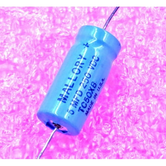 5uF 250V, Axial Electrolytic Capacitor, Polarized, Tolerance ±20%