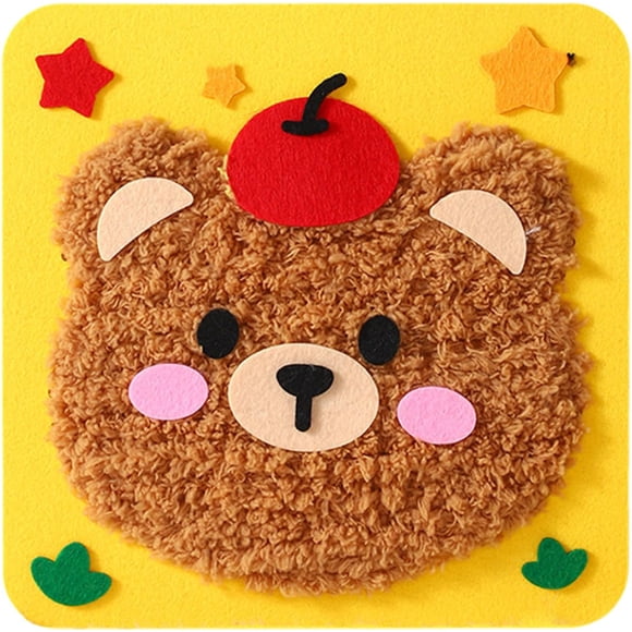 Tingzi DIY Embroidery Doll Set for Kids, Sewing Arts and Crafts Kit, Easy to Do Cartoon Animal Sewing Projects Yarn Board, Felt Animals Stickers Hands On Activities
