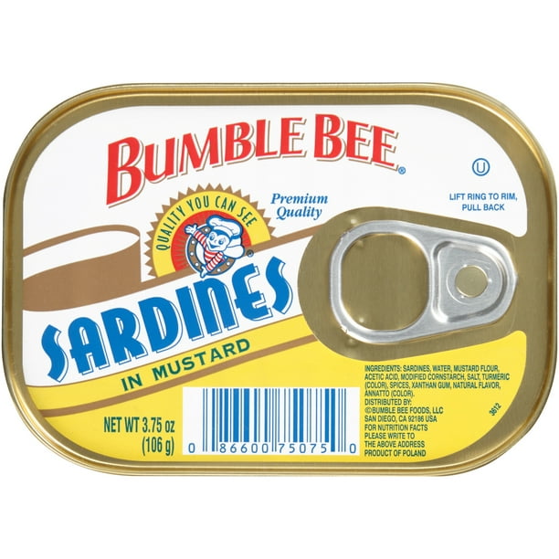 Bumble Bee Sardines In Mustard, 3.75oz, High Protein Food and Snacks
