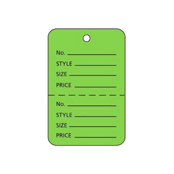 Small Green 2 Part Perforated Price Coupon Tags, 1-1/4" x 1-7/8" - 1000 Tags