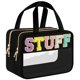 thumbnail image 1 of Bolsa de maquillaje SIMBOOM Clear Letter Black Talla L impermeable, 1 of 8